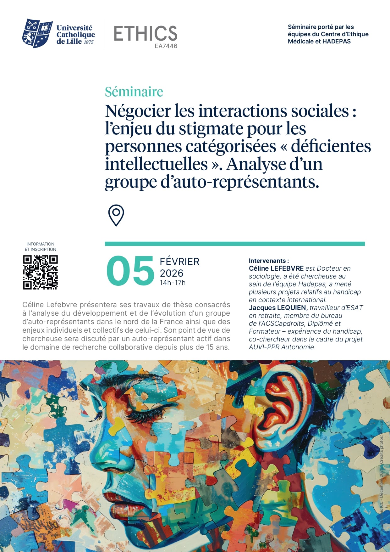 Séminaire : « Négocier les interactions sociales : l’enjeu du stigmate pour les personnes catégorisées « déficientes intellectuelles ». Analyse d’un groupe d’auto-représentants.