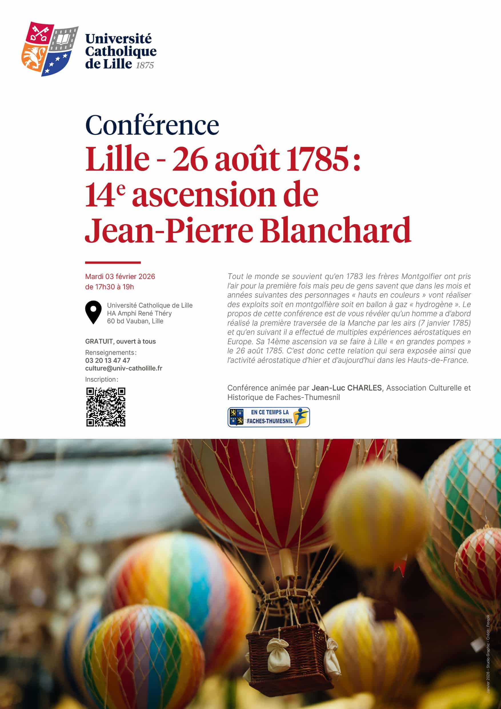 Conférence – Lille – 26 août 1785 – 14ème ascension de Blanchard