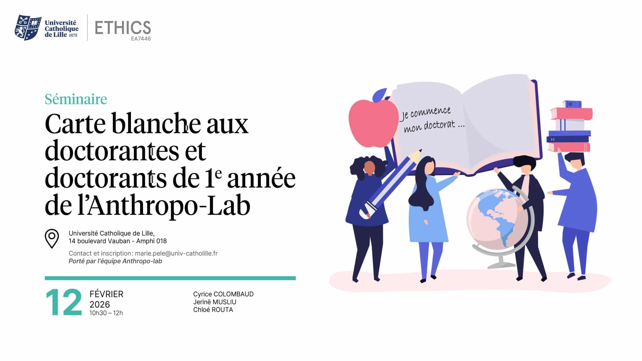 Séminaire « Carte blanche aux doctorantes et doctorants de 1e année de l’Anthropo-Lab »